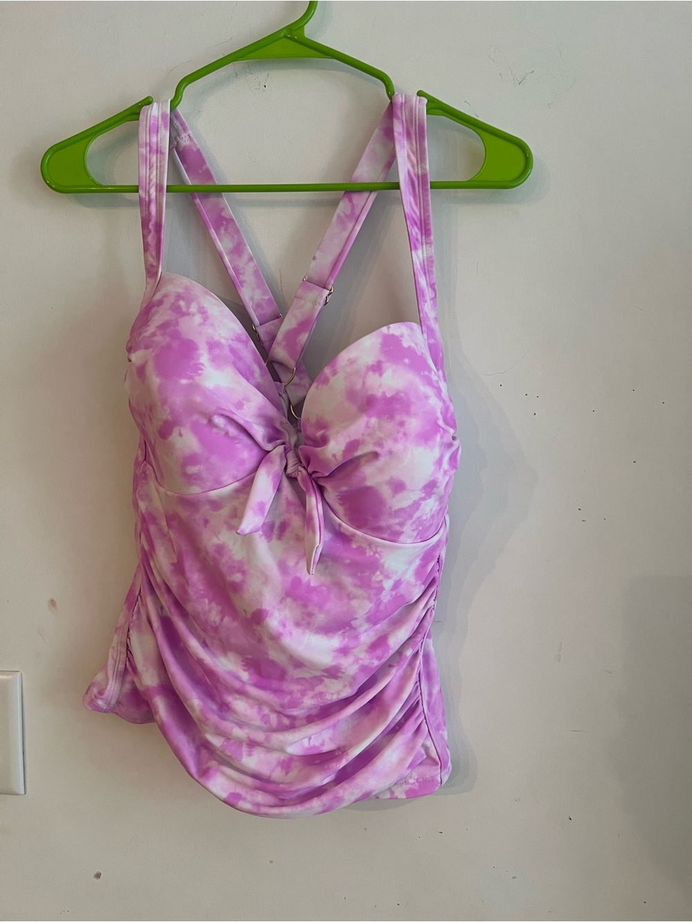California Waves Pink Tie Dye Underwire Tankini Top Women’s 2 (20/22) NWT Plus